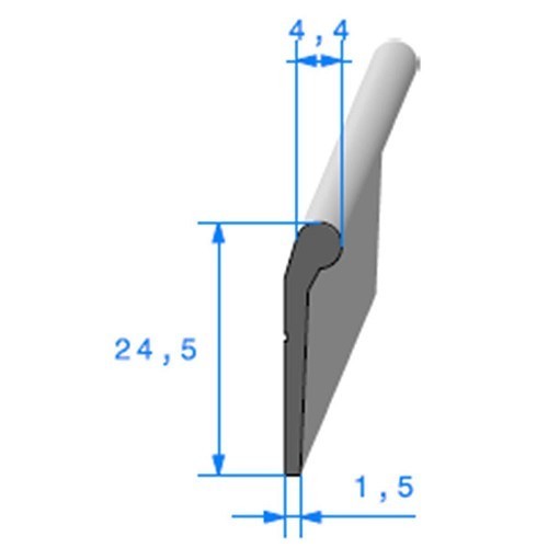  Zwarte deurafdichting - 4,5 x 25 mm - UC30788 