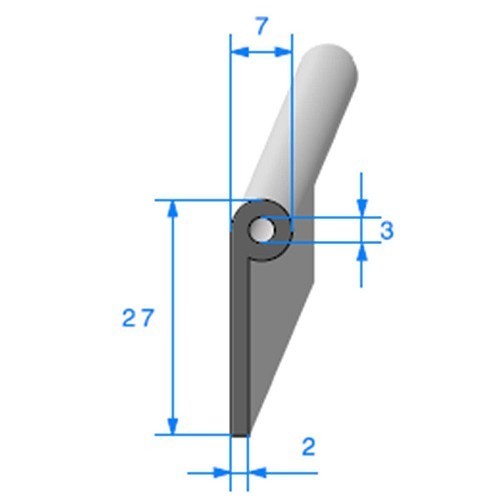  Joint de bas de porte noir - 7 x 27 mm - UC30790 