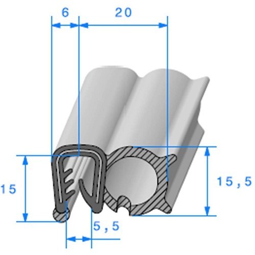  Türdichtung schwarz - 20,4 x 15 mm - UC30800 