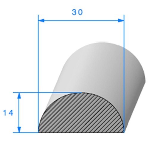  Schwarze Halbmonddichtung aus Gummi - 30 x 14 mm - UC30810 