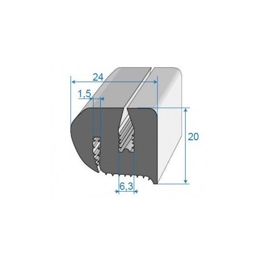  Black windscreen gasket - 24 x 20 mm - UC30814 