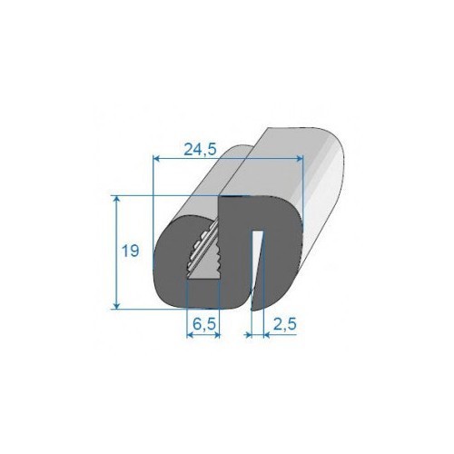  Joint de pare brise noir - 24,5 x 19 mm - UC30816 