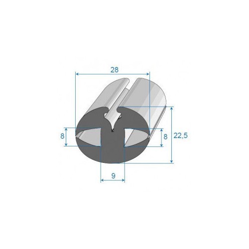  Guarnizione a chiave per parabrezza - 28 x 22,5 mm - UC30828 