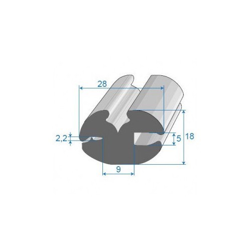  Windscreen gasket with key - 28 x 18 mm - UC30830 