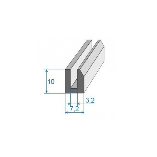  Joint de calage noir en forme de U - 7,2 x 10 mm - UC30848 