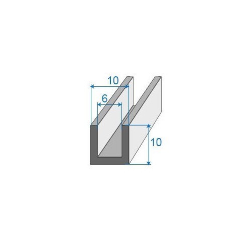  Cunha em forma de U preta - 10 x 10 mm - UC30850 