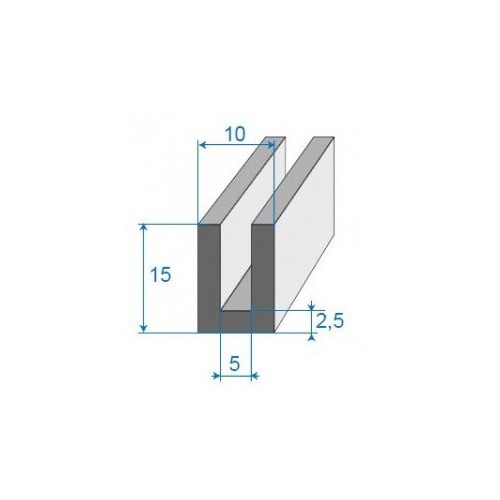  Zwarte U-vormige wig - 10 x 15 mm - UC30852 