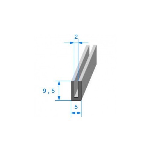  Black U-shaped wedge gasket - 5 x 9.5 mm - UC30858 