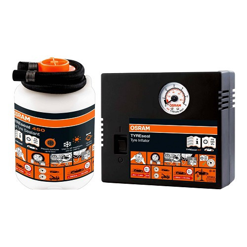Anti-puncture repair kit for OSRAM TYREseal 450 tires - 450ml tire sealant and 12V compressor - UC60676