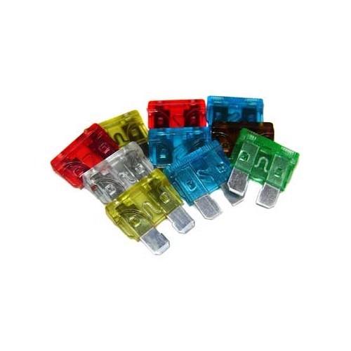 Assortment of 10 fuses with different amperage