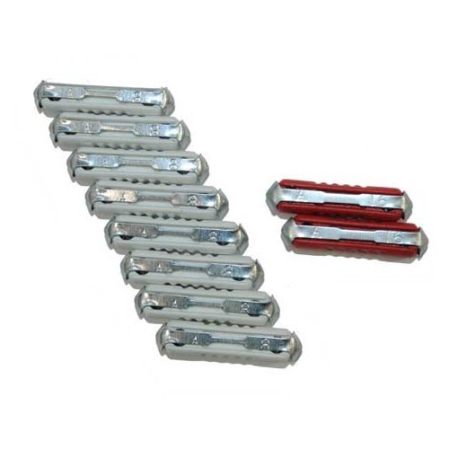 Varied assortment of 10 cylindrical fuses