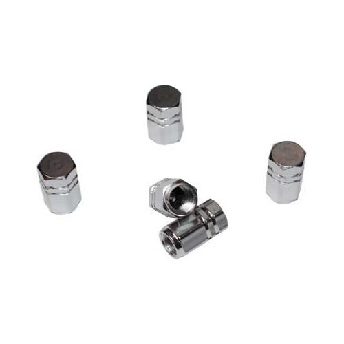 Set of 5 silver-coloured valve caps.