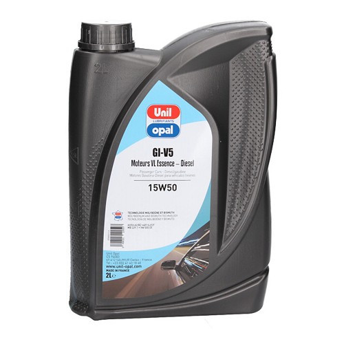  Huile moteur UNIL OPAL OPALPERF GI-V5 15W50 - minérale - 2 Litres - UD10007 