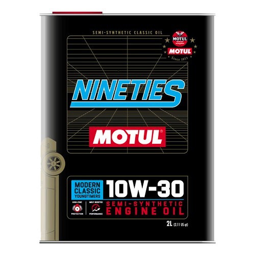  Huile moteur MOTUL Classic Nineties 10W30 API SF - semi-synthètique - 2 Litres - UD10132 