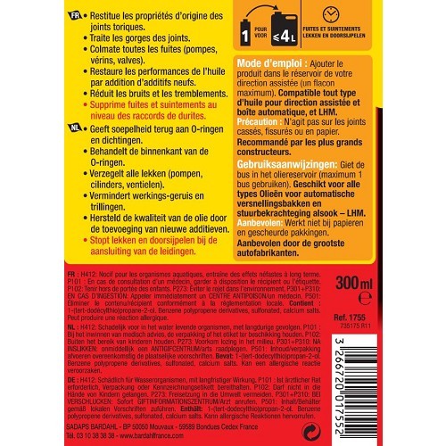 BARDAHL lekstop voor stuurbekrachtiging - fles - 300ml - UD10215