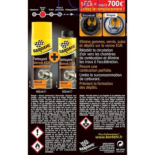 BARDAHL Kit di pulizia della valvola EGR per motori diesel - flacone - 400ml - UD10218