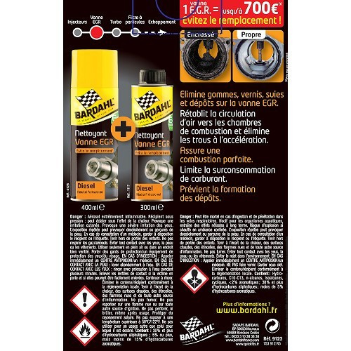 Kit nettoyant vanne EGR moteurs diesel BARDAHL - flacon - 400ml - UD10218