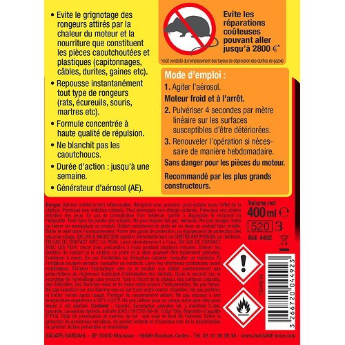 Repellente per roditori BARDAHL - spray - 400ml - UD10264