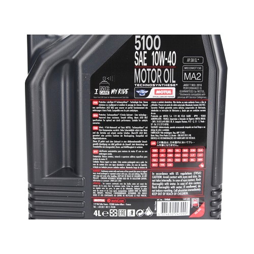 Motul 5100 4T 10W40 aceite semisintéticopara moto, 4 litros - UD10603