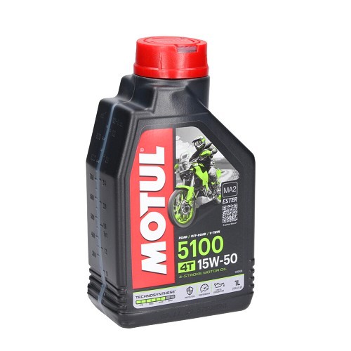  Huile moteur pour moto MOTUL 5100 4T 15W50 - Technosynthèse - 1 Litre - UD10604 