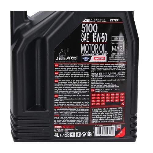  Motul 5100 4T 15W50 motorbike oil - Technosynthetic - 4 Liters - UD10605-1 