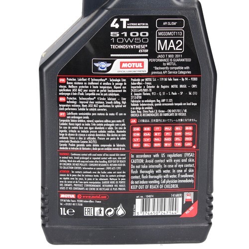 Motul 5100 4T 10W50 aceite semisintético para moto, 1 litro - UD10606