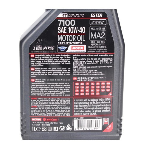 MOTUL 7100 4T motorbike oil 10W40 - synthetic -1 Liter - UD10618