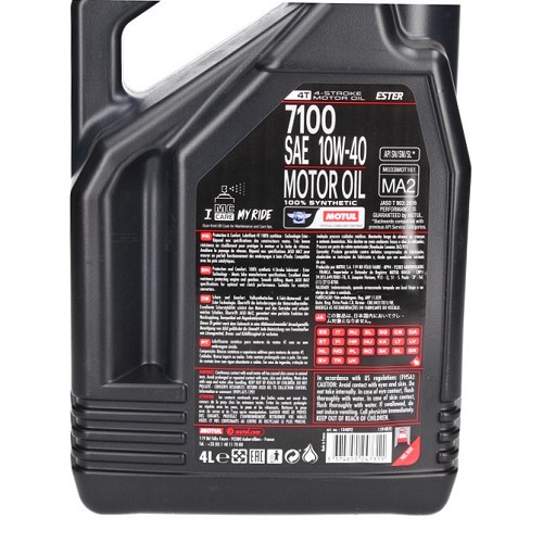 Huile moteur pour moto MOTUL 7100 4T 10W40 - synthétique - 4 Litres - UD10619