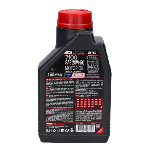 Motorcycle engine oil Motul 7100 4T 20W50 - synthetic - 1 Litre - UD10622