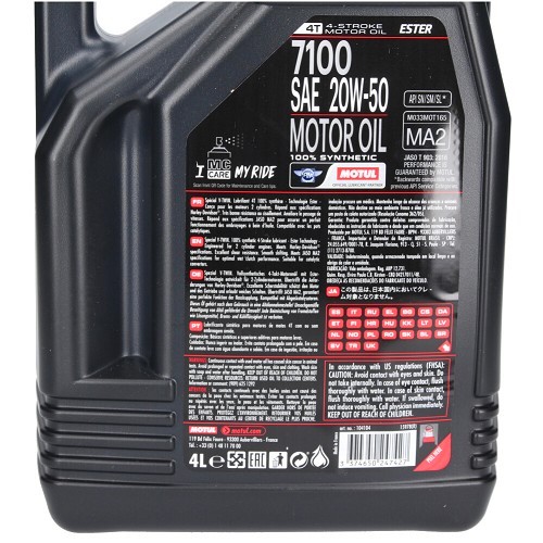 Motorbike engine oil Motul 7100 4T 20W50 - synthetic - 4 Liters - UD10623