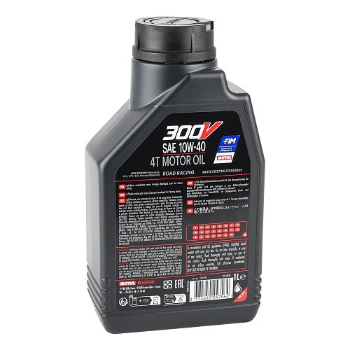 Huile moteur pour moto MOTUL 300V 4T 10W40 - synthétique - 1 Litre - UD10632