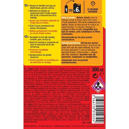 BARDAHL Limpiador de Pre-Drenaje de Aceite - botella - 300ml - UD20203
