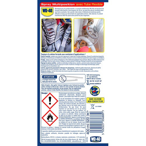 Spray multifonction WD-40 - aérosol double position avec flexible - 600ml - UD23014