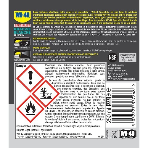 WD-40 Specialist Grasa blanca de litio - aerosol - 400 ml - UD28003