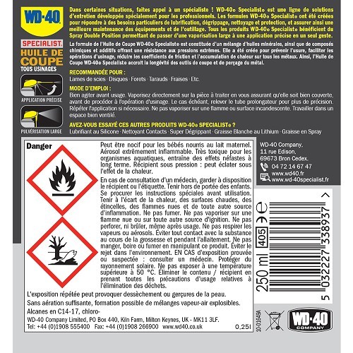 WD-40 Specialist Cutting Oil - Aerosol - 400ml - UD28004