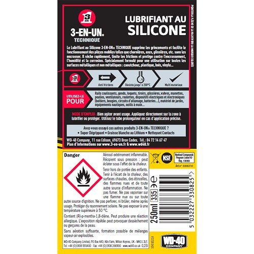 Lubricante de silicona 3-EN-UN TECHNIQUE - bote aerosol - 250ml - UD28084