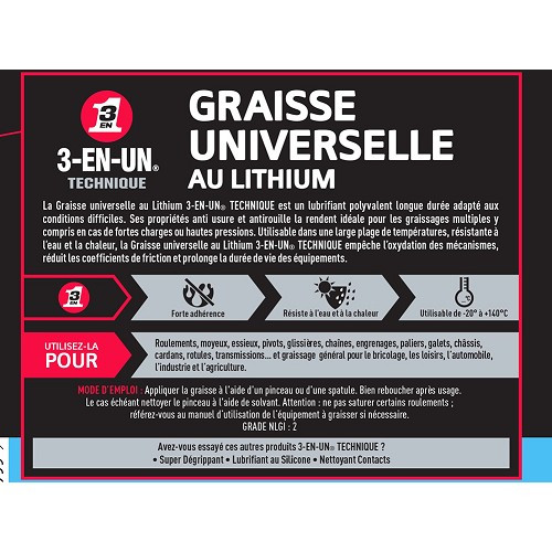 Barattolo di grasso universale al litio 3-IN-UNO - 1kg - UD28088