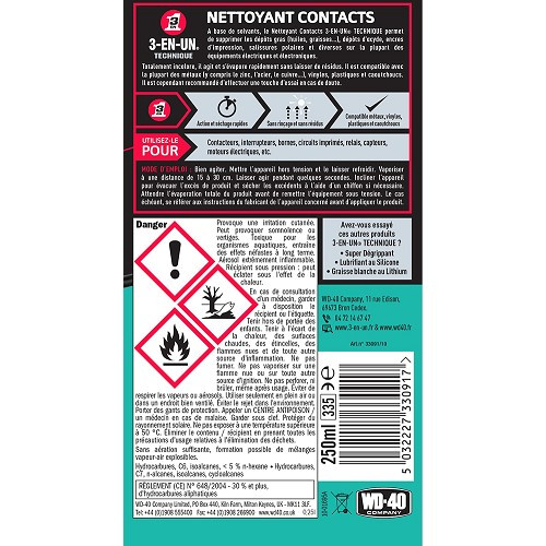 Nettoyant contacts 3-EN-UN TECHNIQUE - bombe - 250ml - UD28091