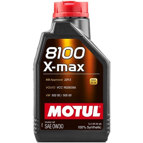     
                
                
    Huile moteur MOTUL 8100 X-max 0W30 - 100% synthèse - 1 Litre - UD30005
