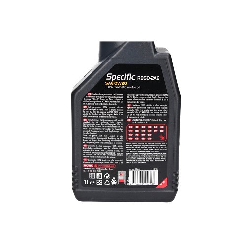 Huile moteur MOTUL Specific RBS0-2AE 0W20 - 100% synthèse - 1 Litre - UD30011