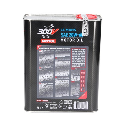 Óleo de motor MOTUL 300V competição Le Mans 20w60 - sintético - 2 litros - UD30194