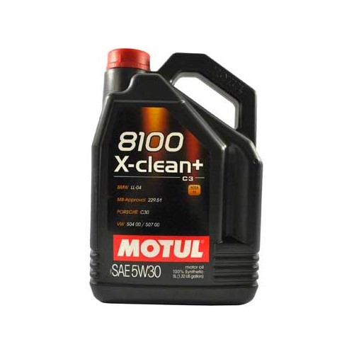 Huile moteur MOTUL X-clean+ 5W30 - 100% synthèse - 5 Litres