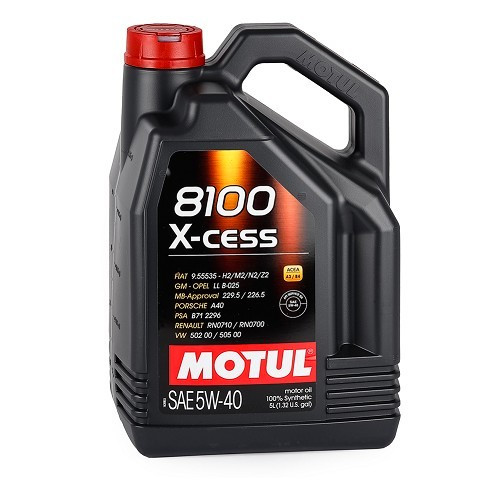  Huile moteur MOTUL 8100 X-cess 5W40 - 100% synthèse - 5 Litres - UD30300 