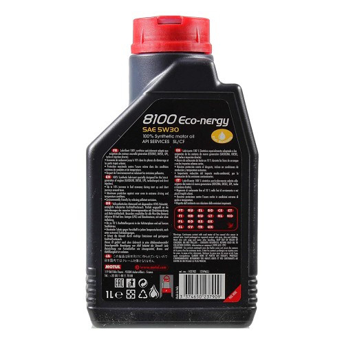 Óleo de motor MOTUL 8100 ECO-nergy 5W30 - 100% sintético - 1 litro - UD30302