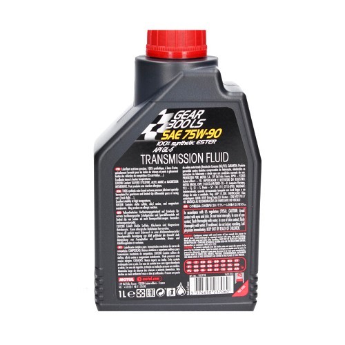 Huile de boîte de vitesses manuelle et pont compétition MOTUL GEAR 300 LS 75W90 - 100% synthétique - 1 Litre - UD30325