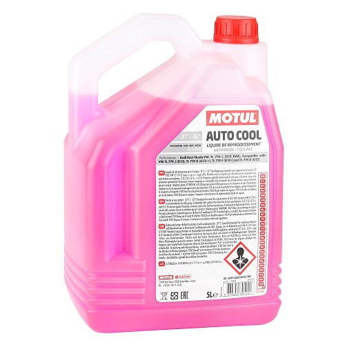 Líquido de arrefecimento MOTUL AUTO COOL G12 EVO lobrid tech -37°C - cor-de-rosa - 5 litros - UD30366