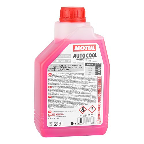 Concentrated coolant MOTUL AUTO COOL G12 EVO ULTRA lobrid tech - pink - 1 Litre - UD30367