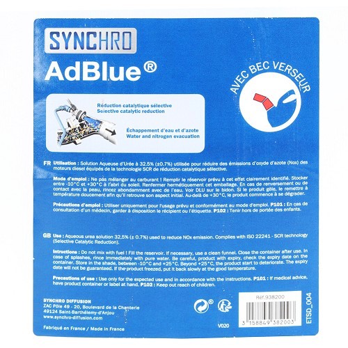 Additivo antinquinamento AD BLUE per motori diesel, lattina da 5 litri - UD30377