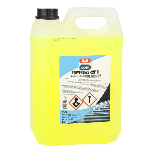  Liquide de refroidissement UNIL OPAL POLYFREEZE TYPE D -25°C - jaune - 5 Litres - UD30379 