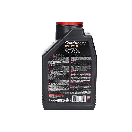 Huile moteur MOTUL Specific 0101 ACEA C3 10W50 pour FIAT ABARTH 500 - 100% synthèse - 1 Litre - UD30401